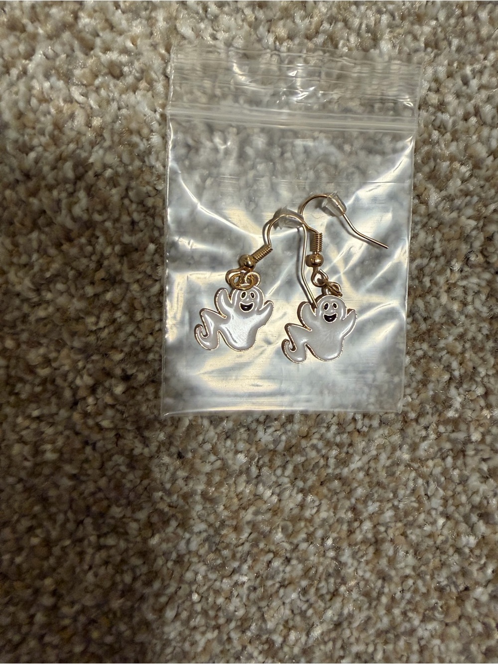 Ghost Charm Dangle Earrings - White